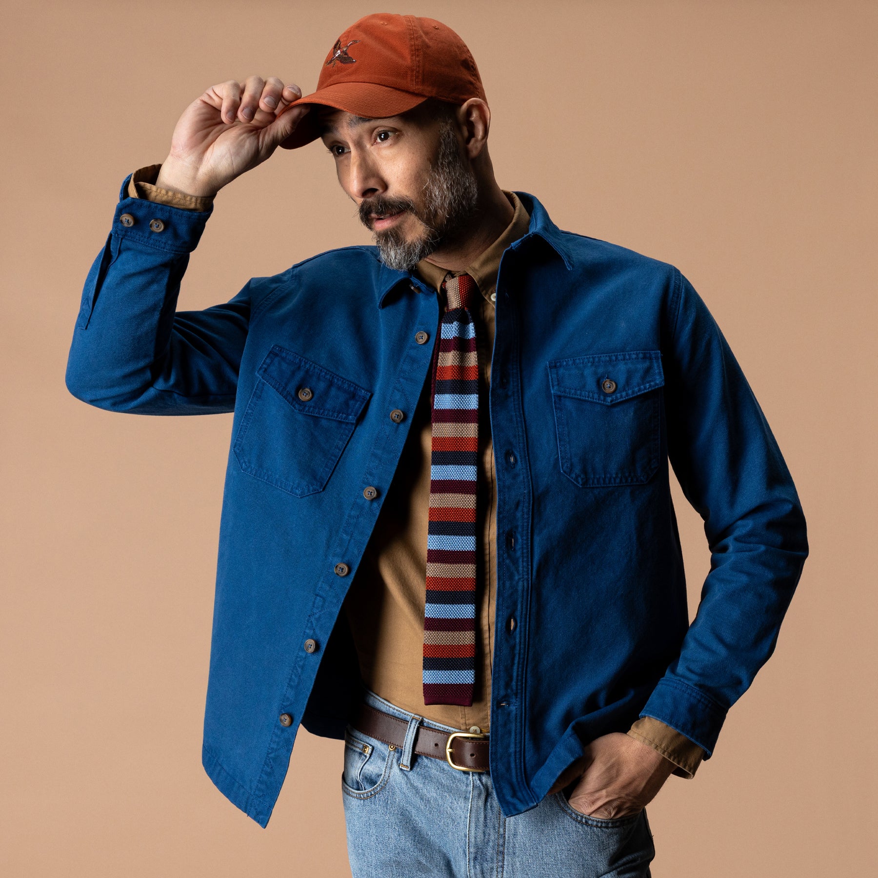 Garment Dyed Duck Canvas Jacket - Navy Peony