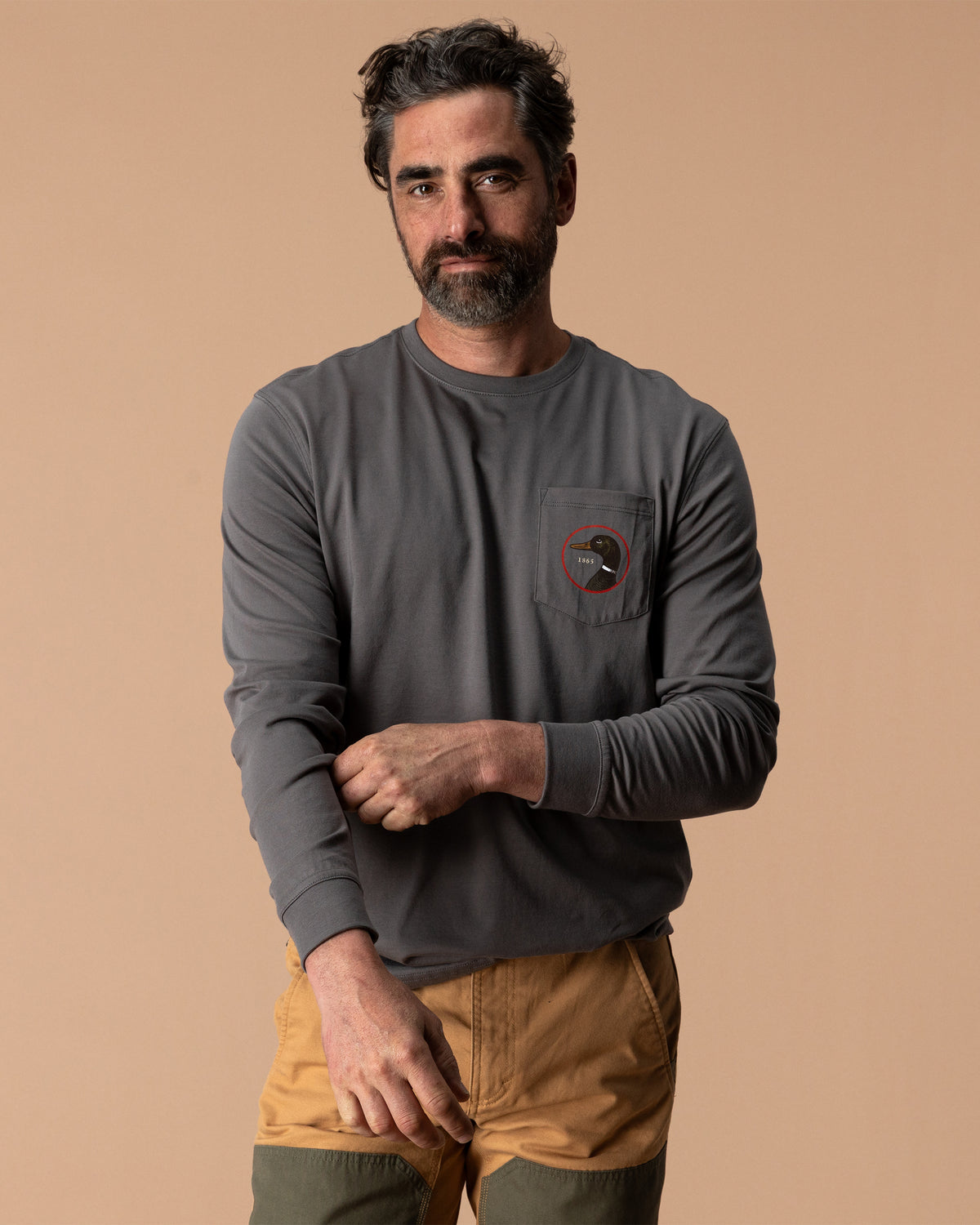 Logo Long Sleeve T-Shirt - Fossil Gray