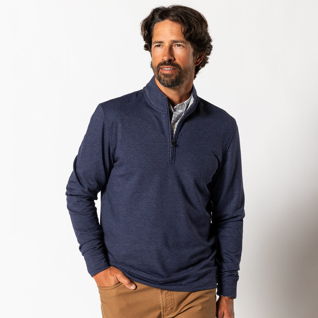 トップス LGB / PULLOVER/M 0018F 1 Dunmore Performance 1/4 Zip Pullover - Maritime Blue Heather