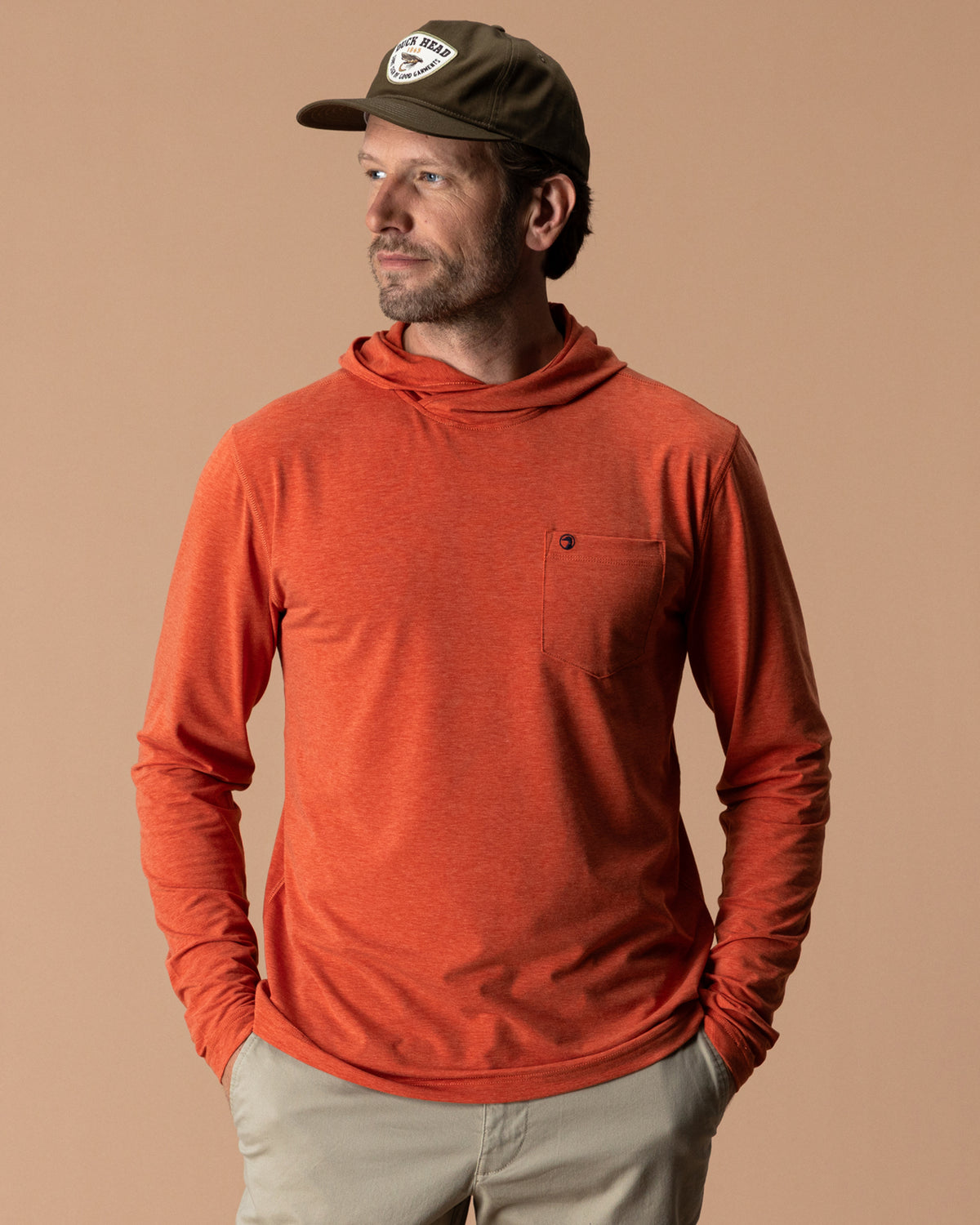Windward Performance Hooded T-Shirt - Burnt Sienna Heather