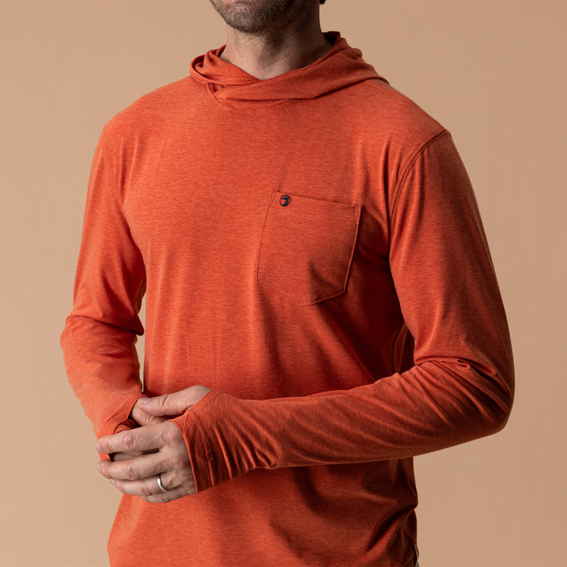 Windward Performance Hooded T-Shirt - Burnt Sienna Heather