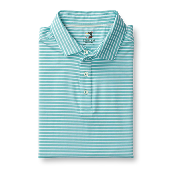 Long Drive Performance Polo - Davis Stripe - Marine Blue