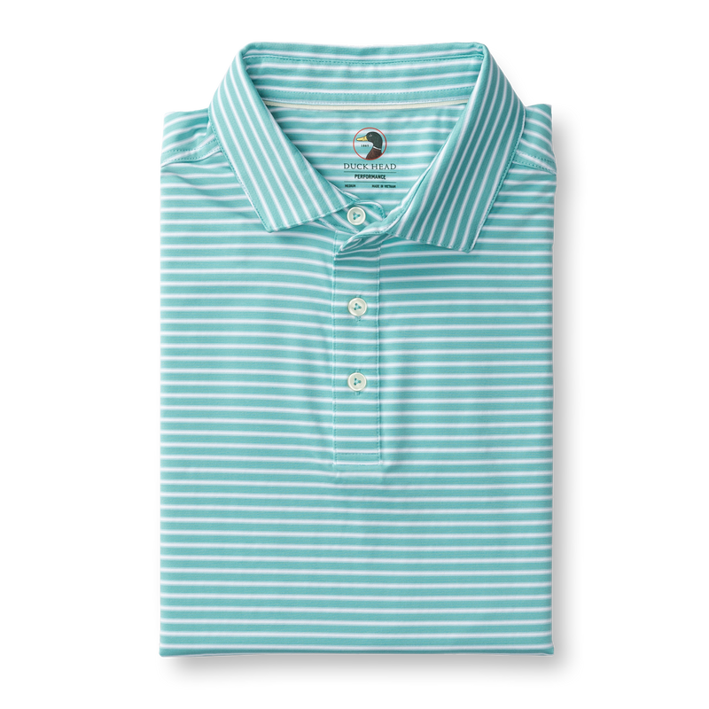 Long Drive Performance Polo - Davis Stripe - Marine Blue