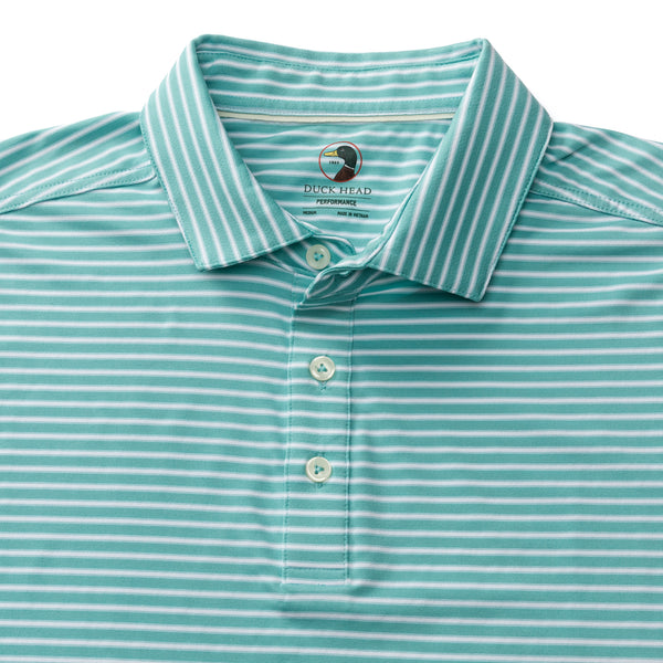 Long Drive Performance Polo - Davis Stripe - Marine Blue
