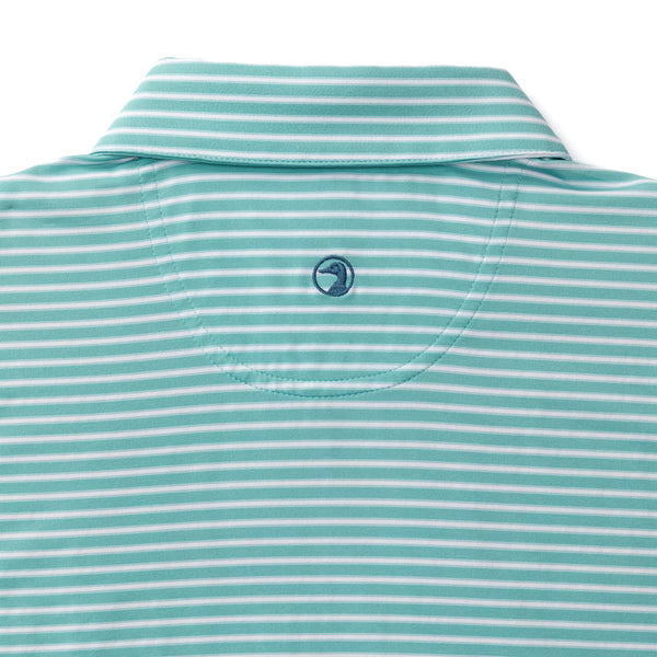 Long Drive Performance Polo - Davis Stripe - Marine Blue