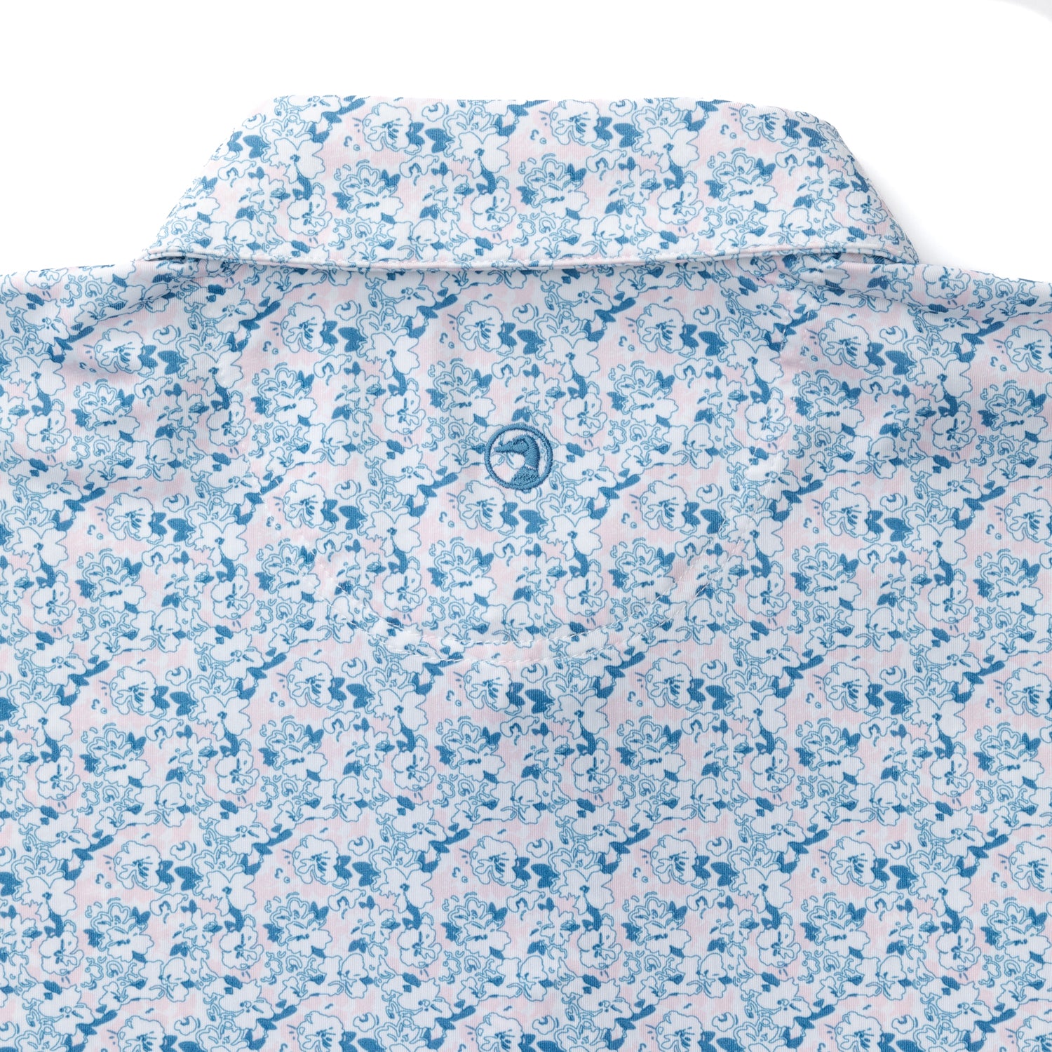 Long Drive Performance Polo - Canopy Floral - Pastel Pink