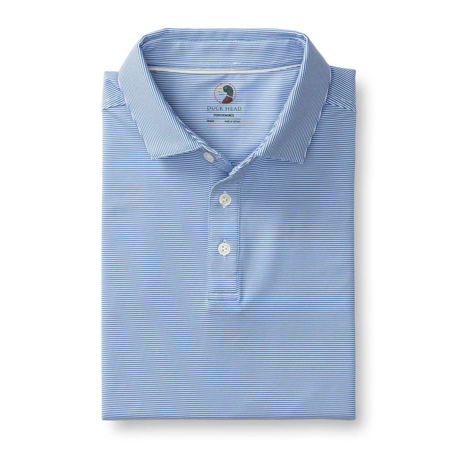 Long Drive Performance Polo - Blane Stripe - Lake Blue
