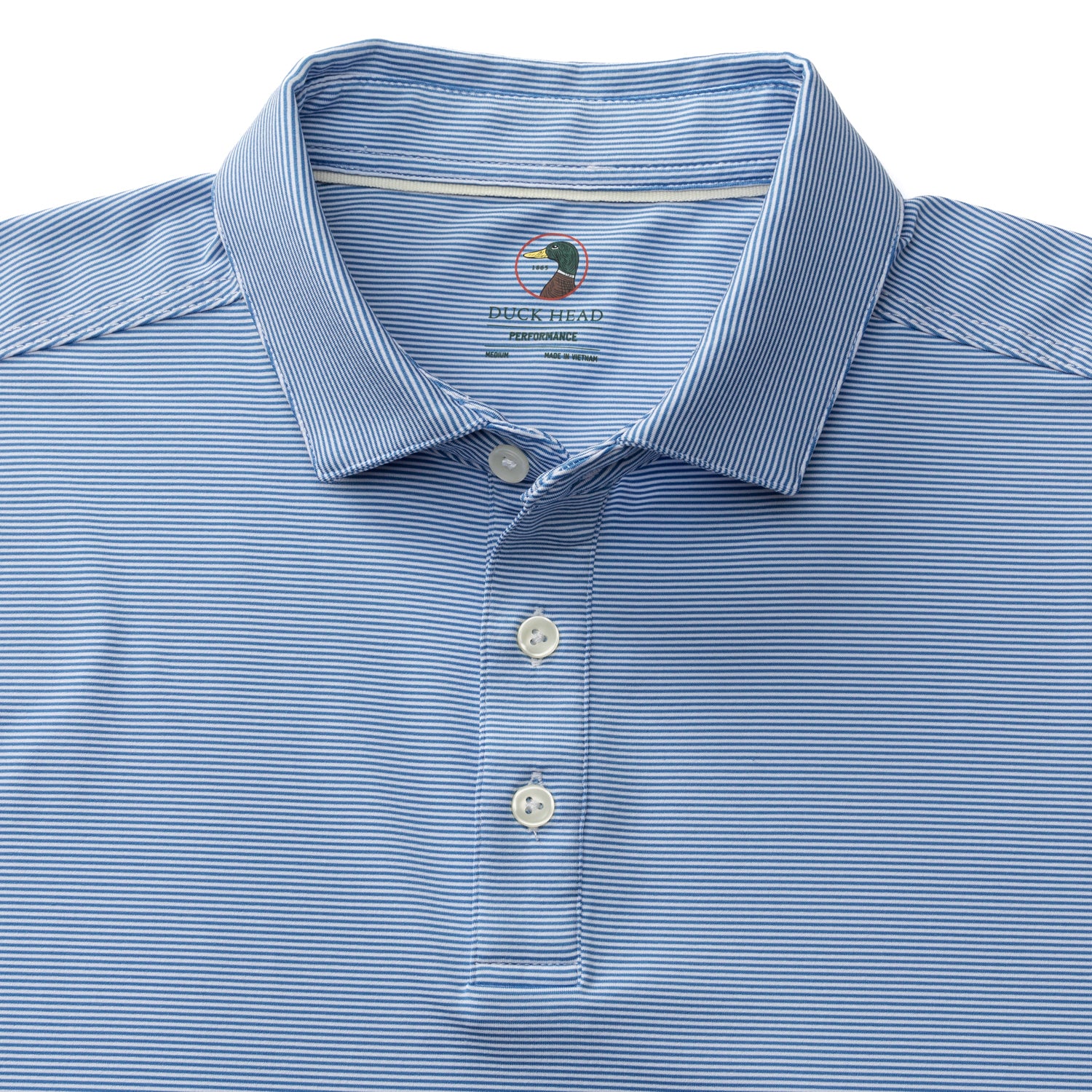 Long Drive Performance Polo - Blane Stripe - Lake Blue