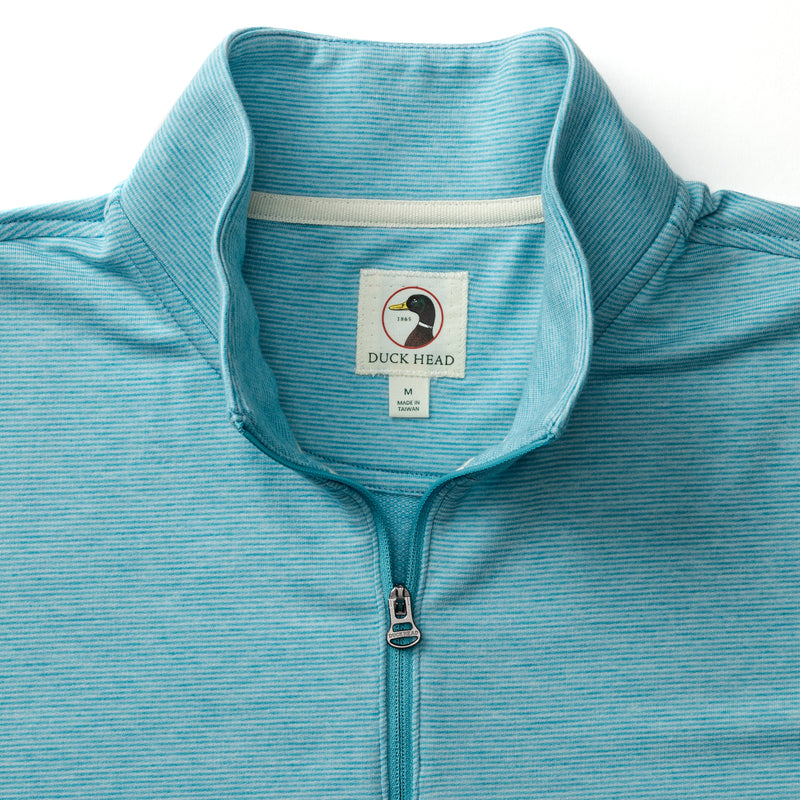 Summerford Striped Performance 1/4 Zip Pullover - Lake Blue Heather