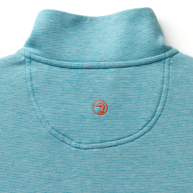 Summerford Striped Performance 1/4 Zip Pullover - Lake Blue Heather
