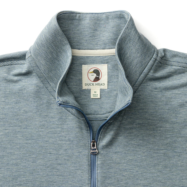 Summerford Striped Performance 1/4 Zip Pullover - Chambray Blue Heather