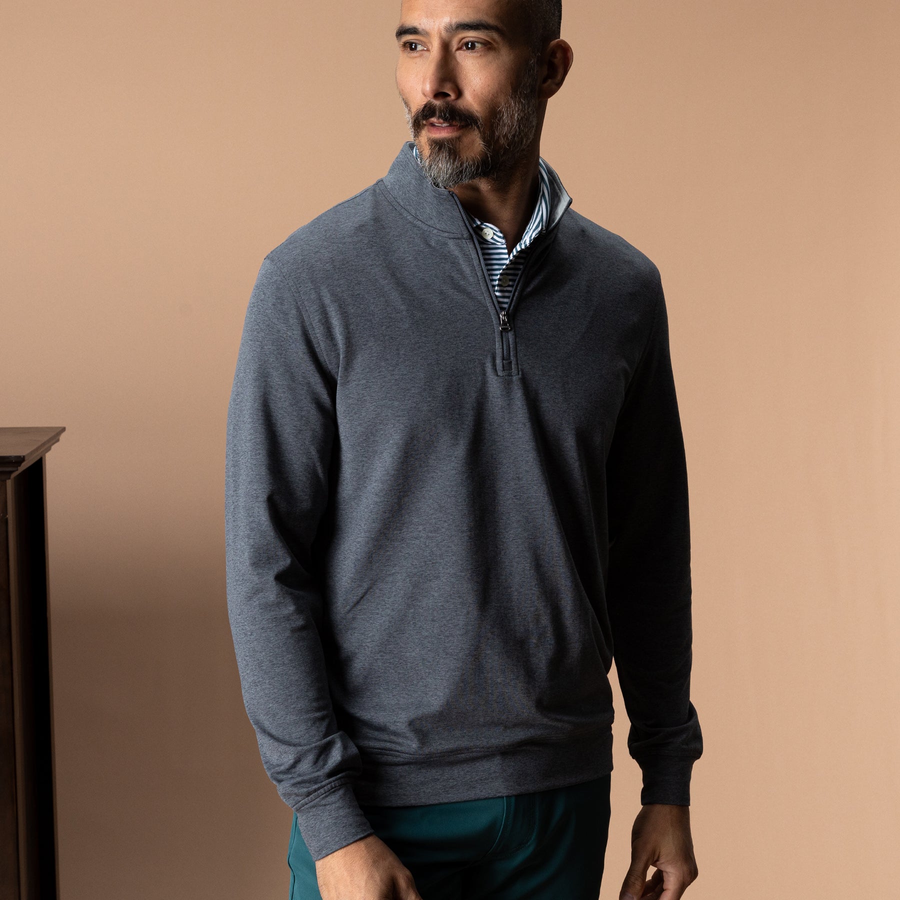 Long Drive Performance 1/4 Zip Pullover - Charcoal Heather