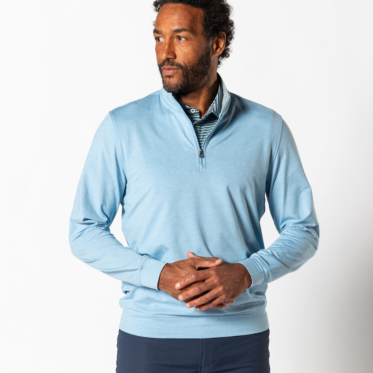 Long Drive Performance 1/4 Zip Pullover - Glacier Blue Heather