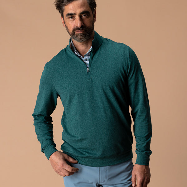 Long Drive Performance 1/4 Zip Pullover - Midnight Teal Heather