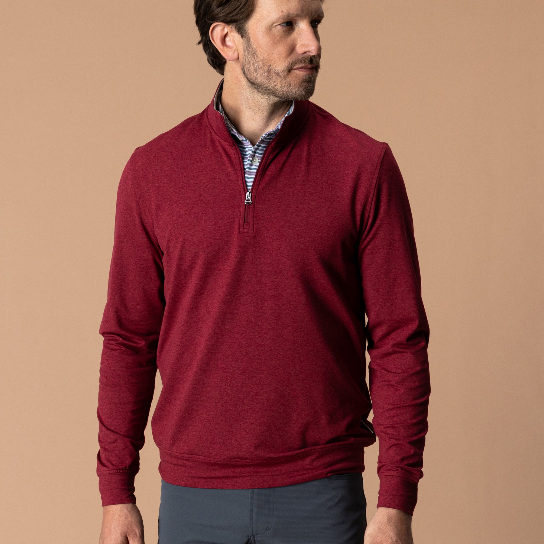 Long Drive Performance 1/4 Zip Pullover - Deep Red