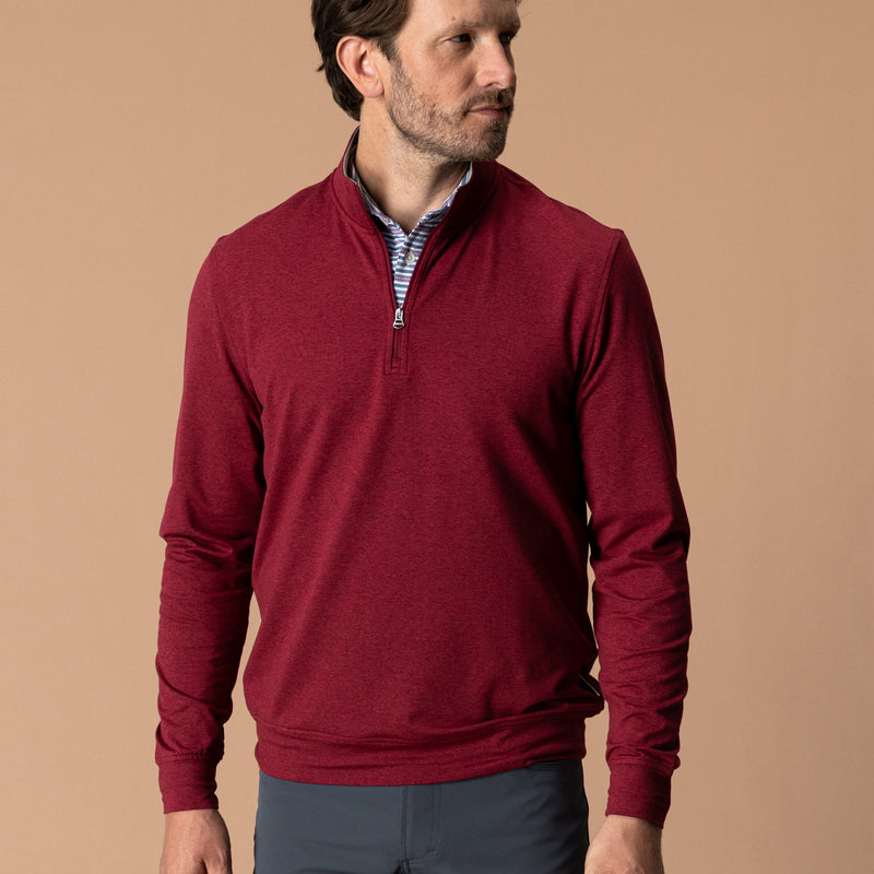 Long Drive Performance 1/4 Zip Pullover - Deep Red
