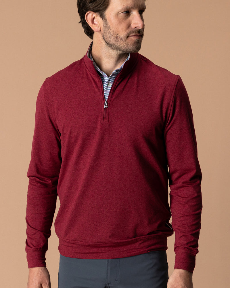 Long Drive Performance 1/4 Zip Pullover - Deep Red