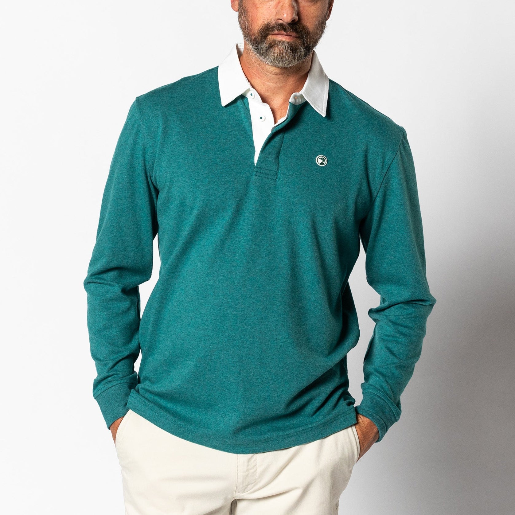 Legacy Heathered Rugby Shirt - Forest Green Heather