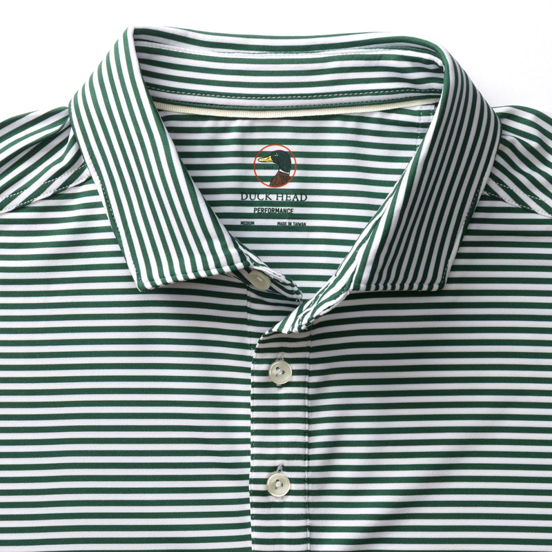 Long Drive Performance Polo - Kirk Stripe - Hunter Green