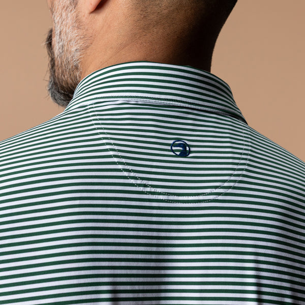 Long Drive Performance Polo - Kirk Stripe - Hunter Green