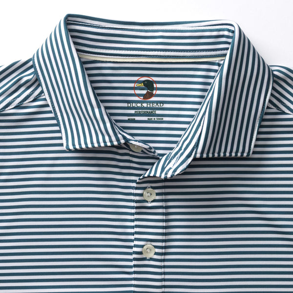 Long Drive Performance Polo - Kirk Stripe - Stormy Teal
