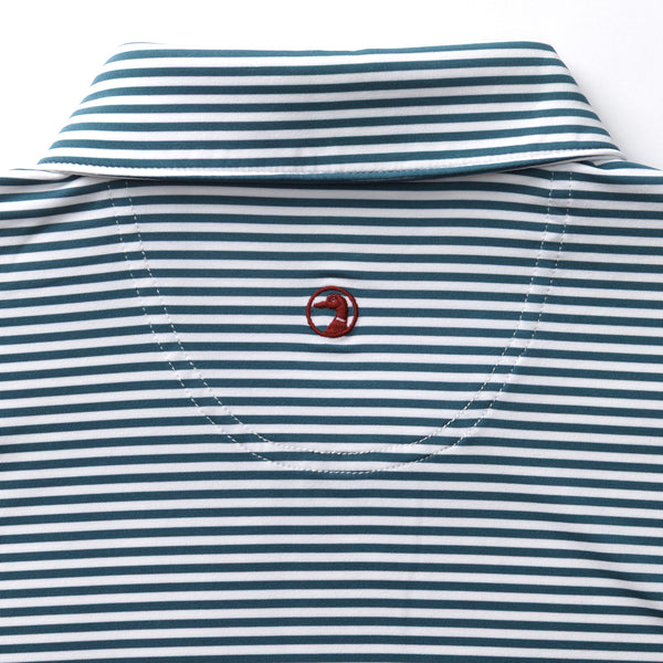 Long Drive Performance Polo - Kirk Stripe - Stormy Teal