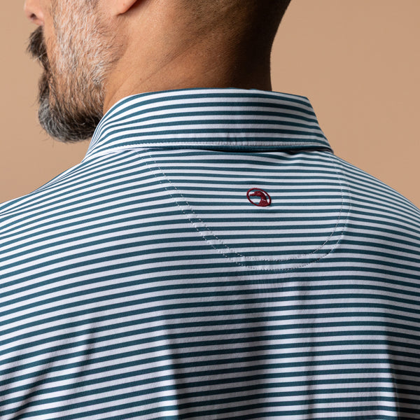 Long Drive Performance Polo - Kirk Stripe - Stormy Teal