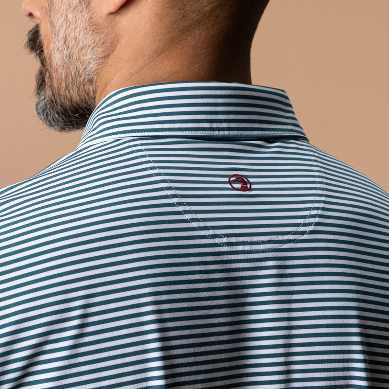 Long Drive Performance Polo - Kirk Stripe - Stormy Teal