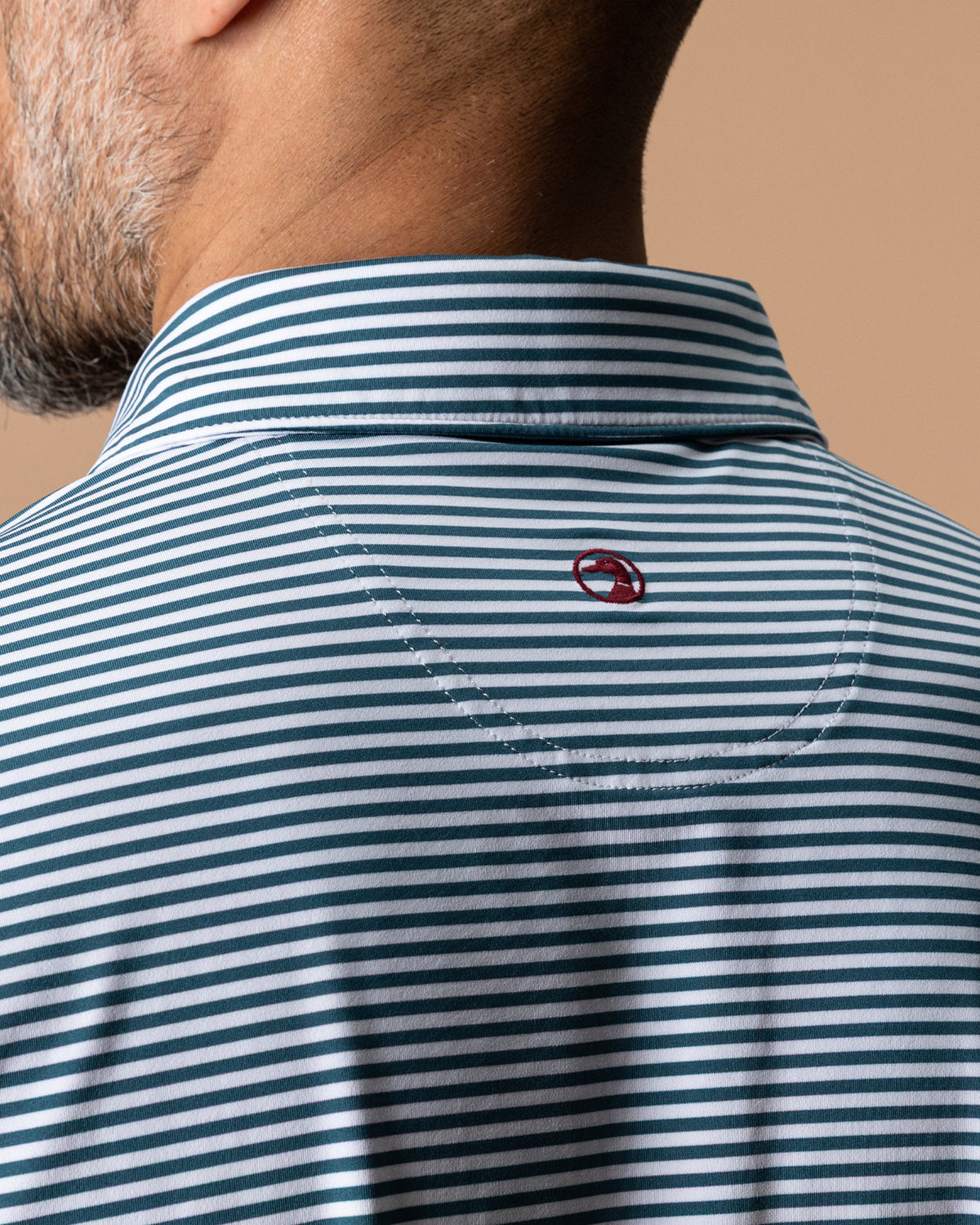 Long Drive Performance Polo - Kirk Stripe - Stormy Teal