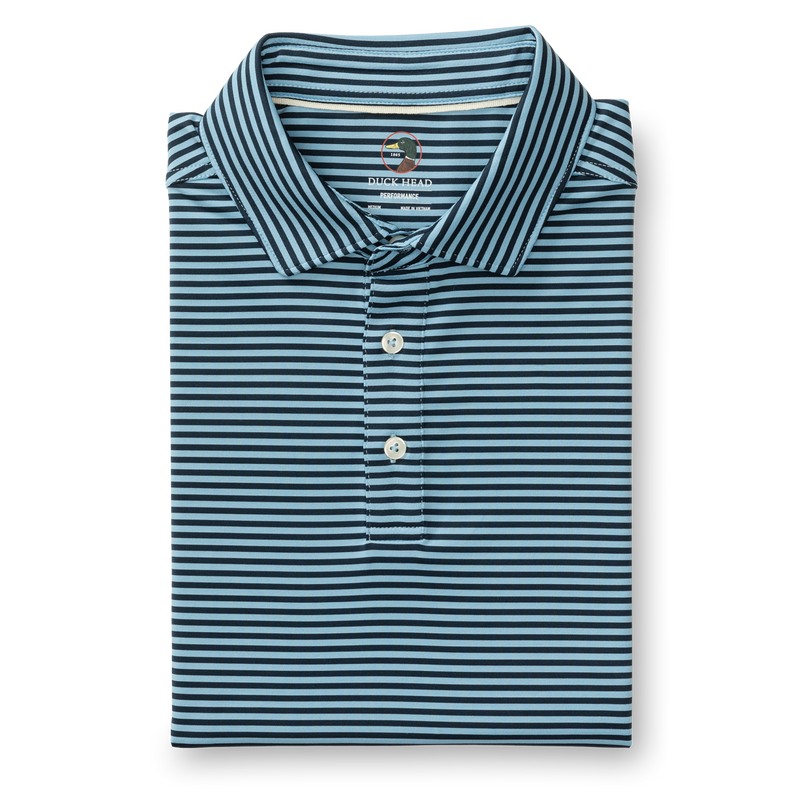 Long Drive Performance Polo - Kirk Stripe - Glacier Blue