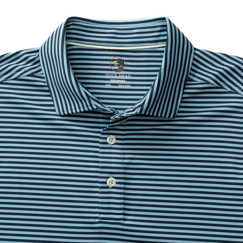 Long Drive Performance Polo - Kirk Stripe - Glacier Blue