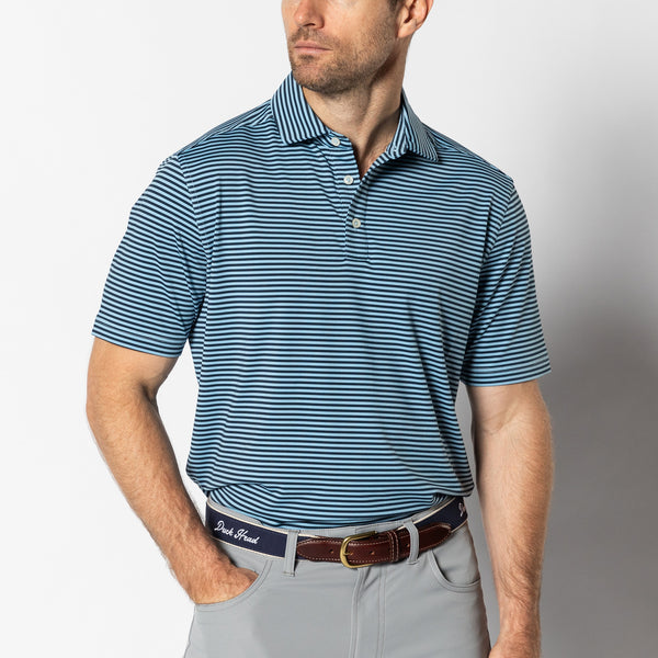 Long Drive Performance Polo - Kirk Stripe - Glacier Blue