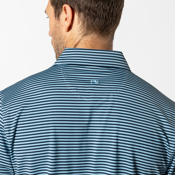 Long Drive Performance Polo - Kirk Stripe - Glacier Blue