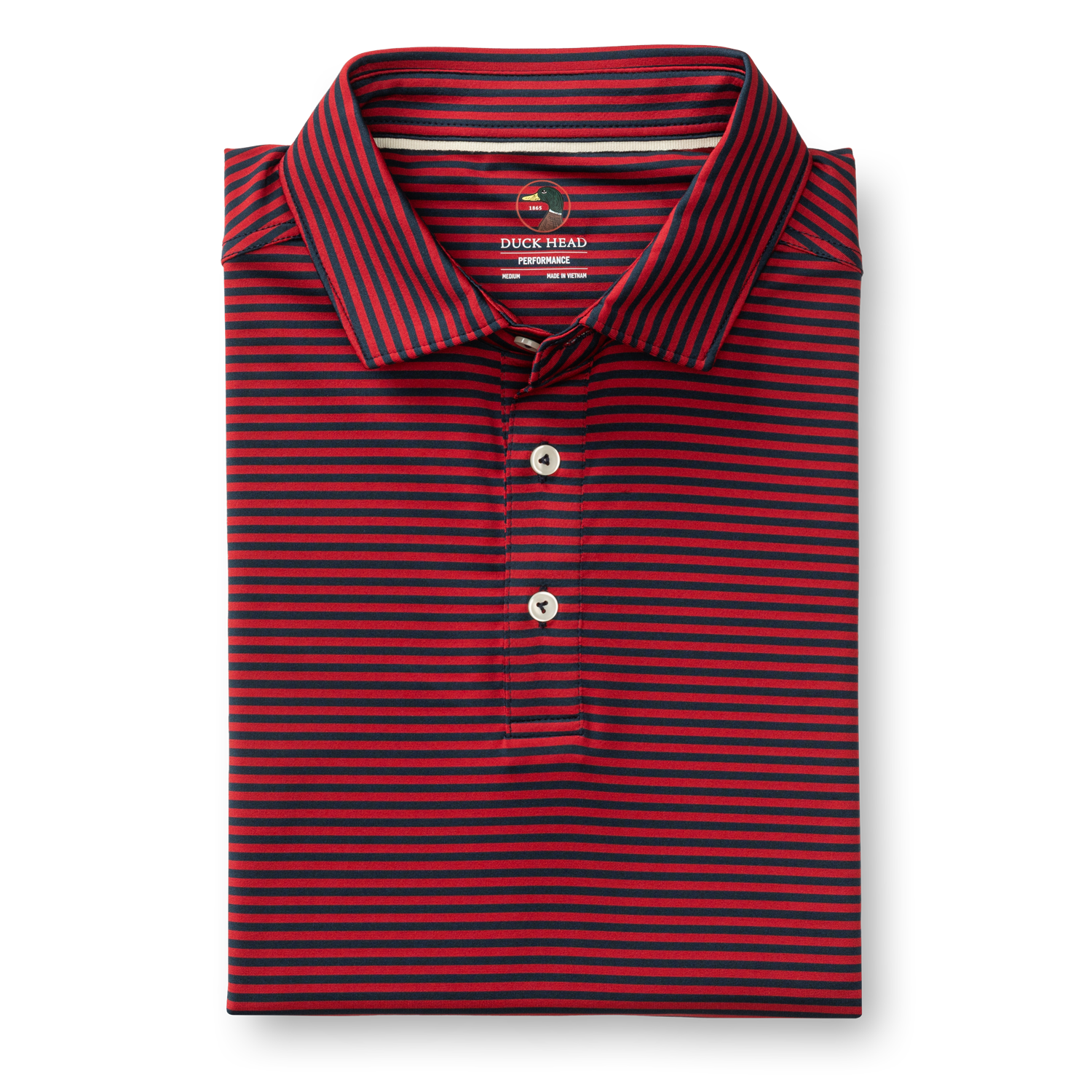 Long Drive Performance Polo - Kirk Stripe - Rio Red