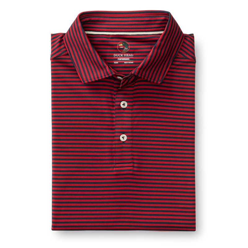 Long Drive Performance Polo - Kirk Stripe - Rio Red
