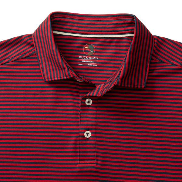 Long Drive Performance Polo - Kirk Stripe - Rio Red