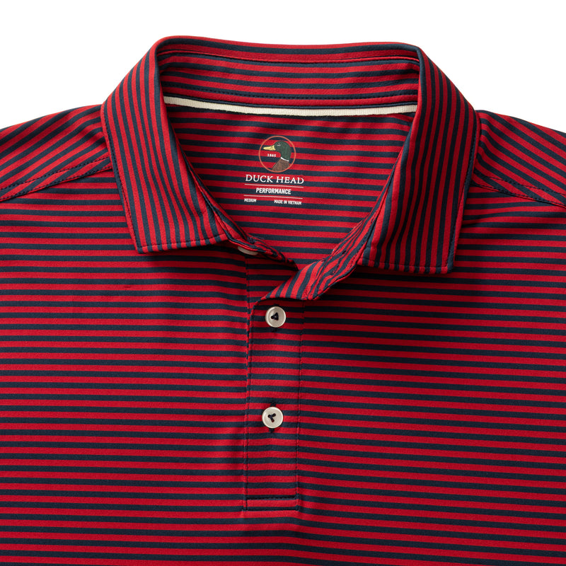 Long Drive Performance Polo - Kirk Stripe - Rio Red