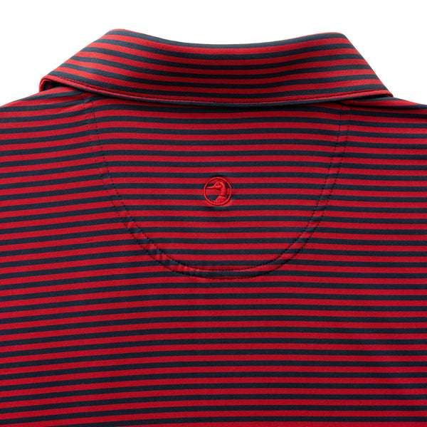 Long Drive Performance Polo - Kirk Stripe - Rio Red