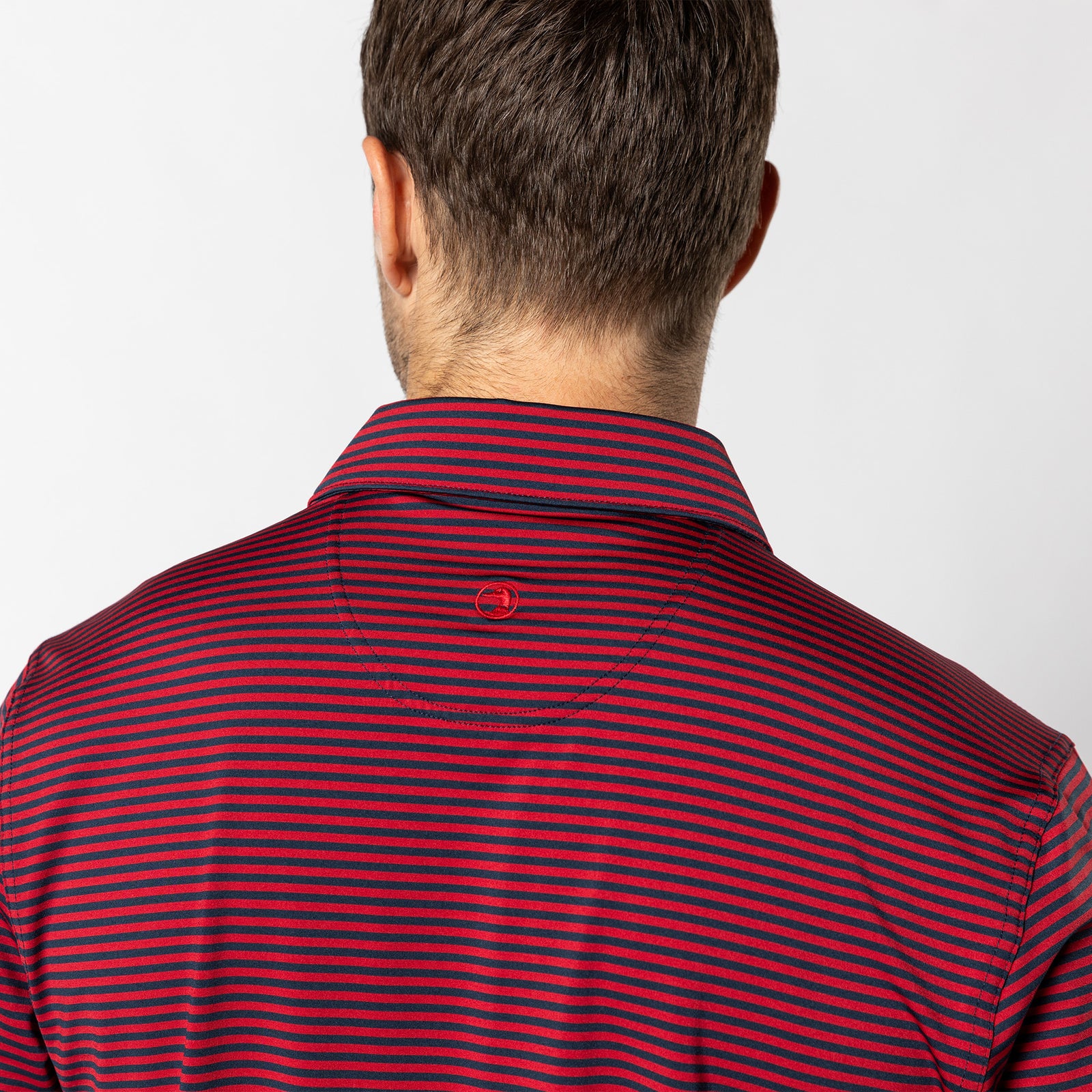 Long Drive Performance Polo - Kirk Stripe - Rio Red