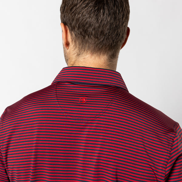 Long Drive Performance Polo - Kirk Stripe - Rio Red