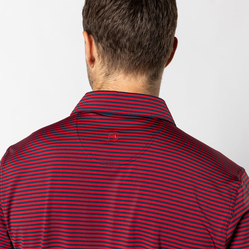 Long Drive Performance Polo - Kirk Stripe - Rio Red