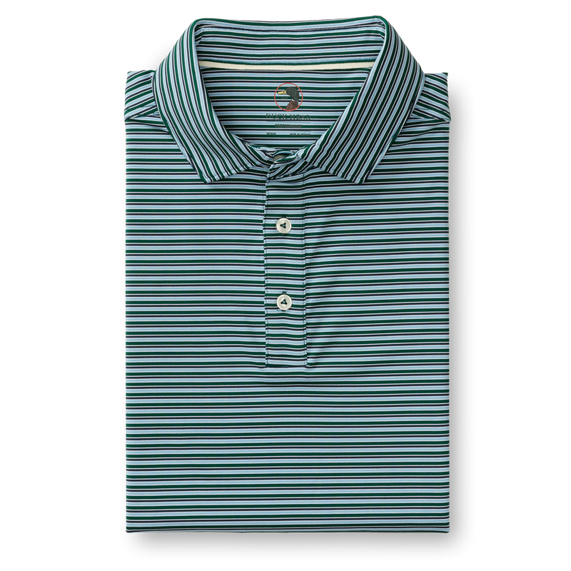 Long Drive Performance Polo - Barker Stripe - Forest Green