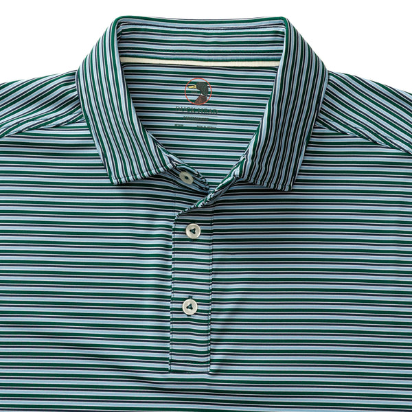 Long Drive Performance Polo - Barker Stripe - Forest Green