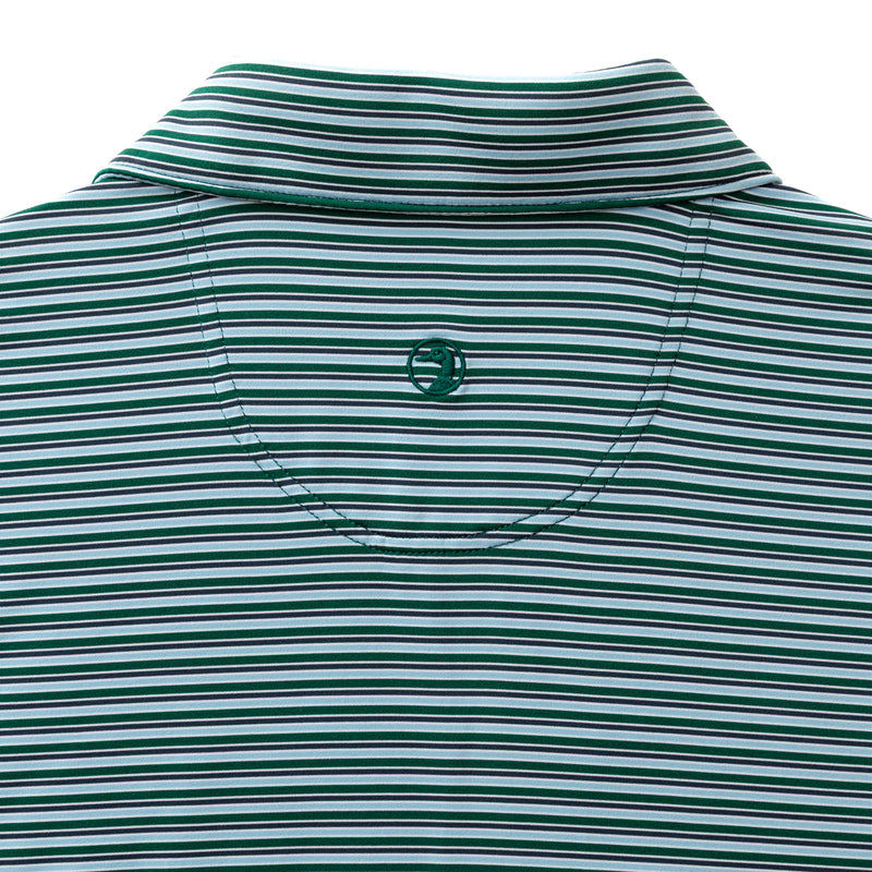 Long Drive Performance Polo - Barker Stripe - Forest Green