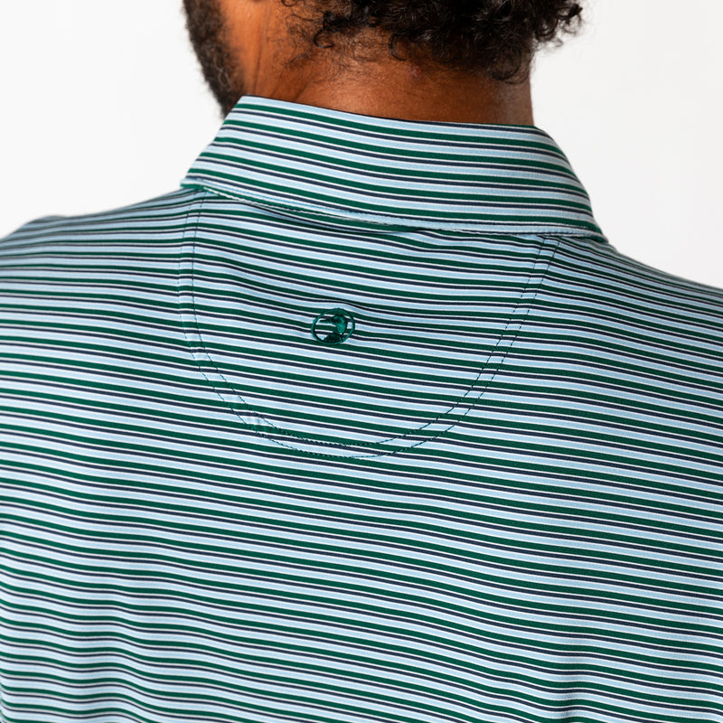Long Drive Performance Polo - Barker Stripe - Forest Green