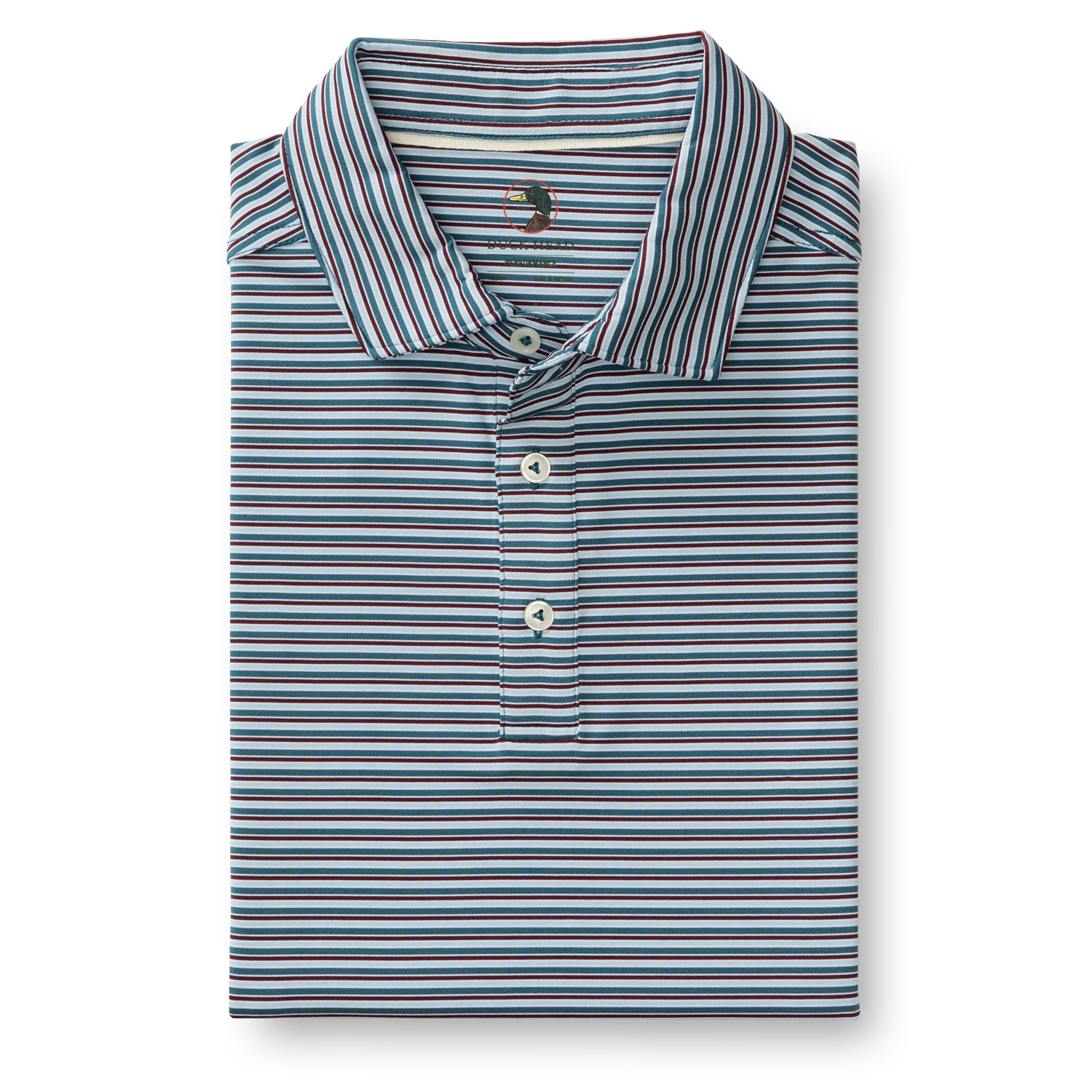 Long Drive Performance Polo - Barker Stripe - Teal Blue