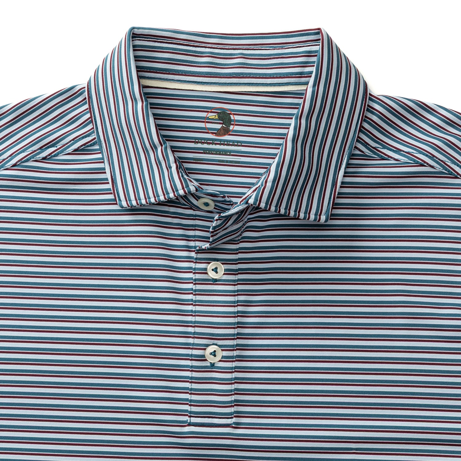 Long Drive Performance Polo - Barker Stripe - Teal Blue