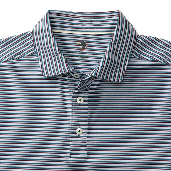 Long Drive Performance Polo - Barker Stripe - Teal Blue