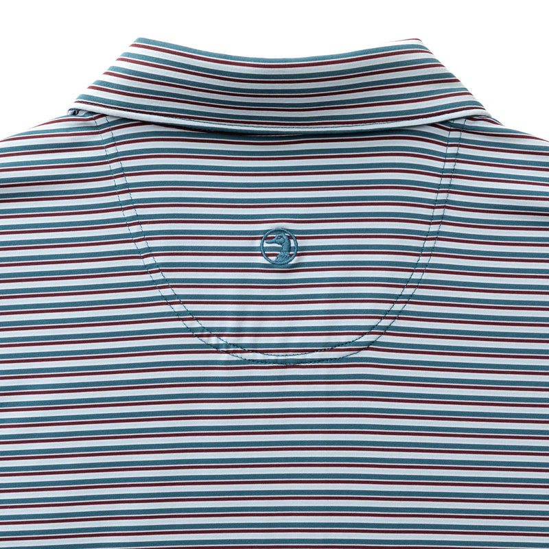 Long Drive Performance Polo - Barker Stripe - Teal Blue