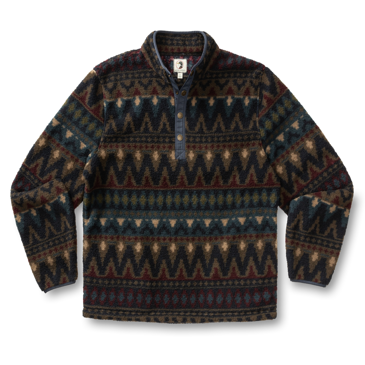 Pineview Fleece 1/4 Snap Pullover - Wicks Print - Navy
